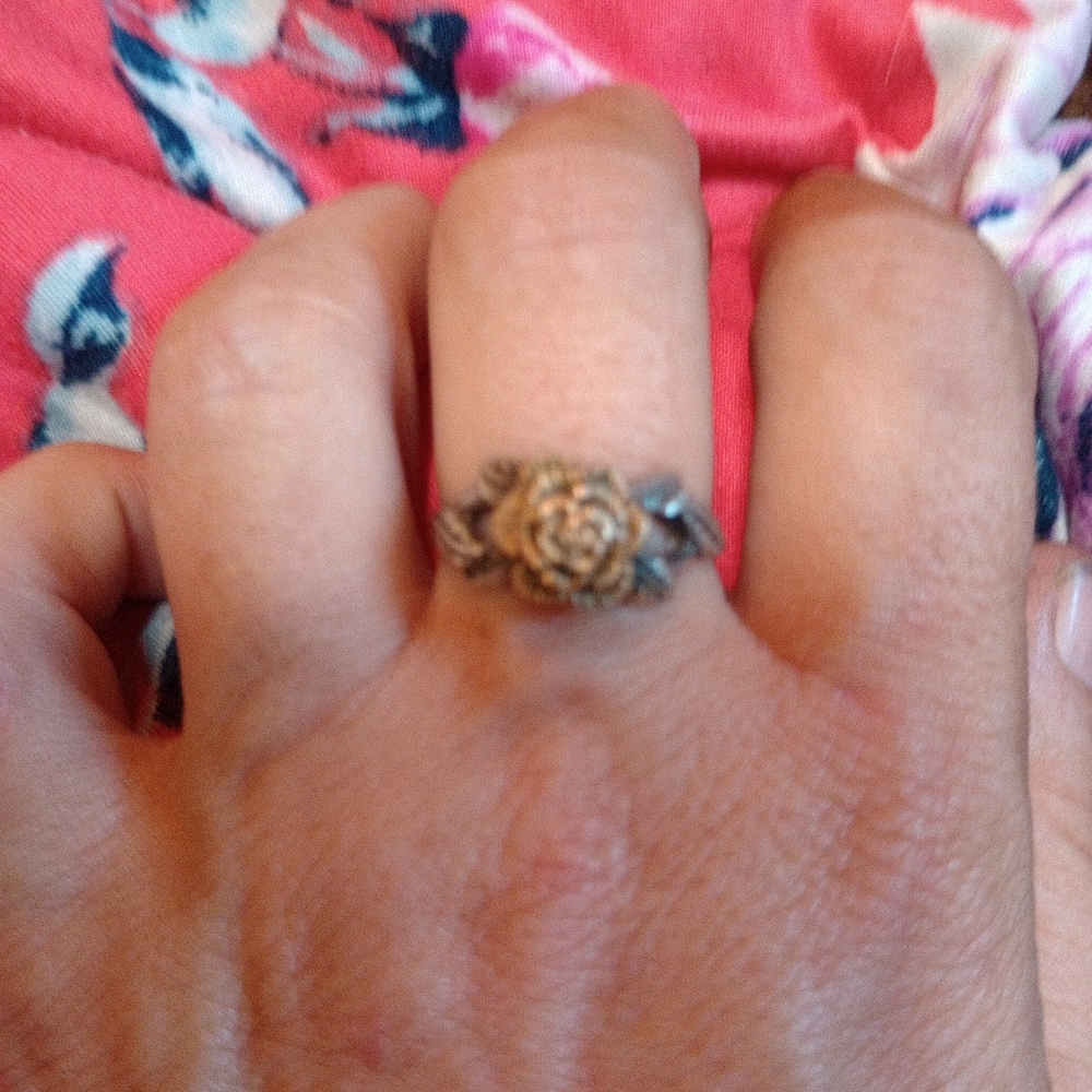Vintage Silver Copper Rose Ring - image 8